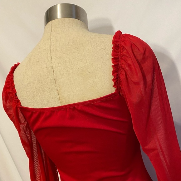 Chocolate USA red long sleeve red small mini dress - Picture 4 of 8